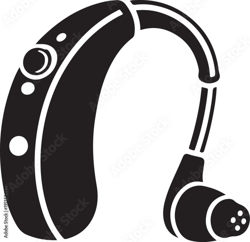 Hearing Aid Device Icon – Medical Assistive Technology Silhouette