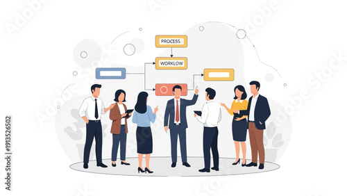 Business Team Discussing Workflow and Process in Meeting