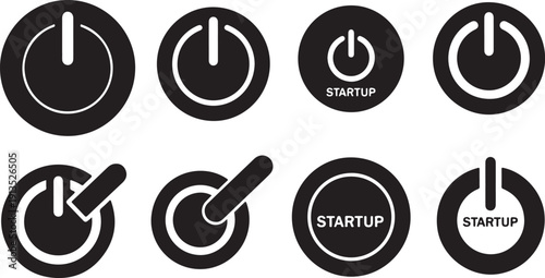 Power button icons for startup and activation symbols