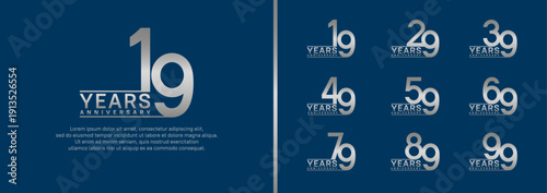 set of anniversary logo style. vector design silver color for celebration