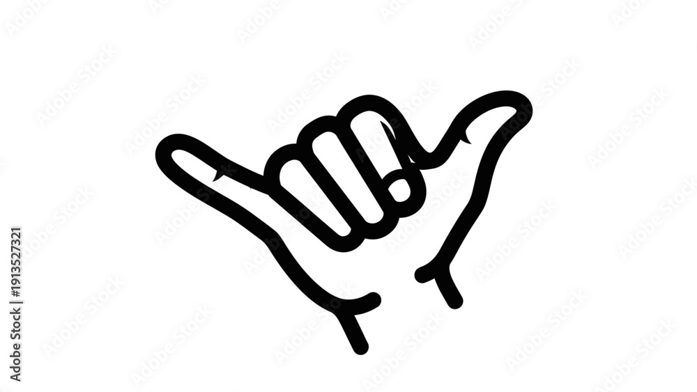 Obraz premium Hang Loose Hand Gesture Icon, Shaka Sign, Aloha Spirit, Surfing Culture Symbol