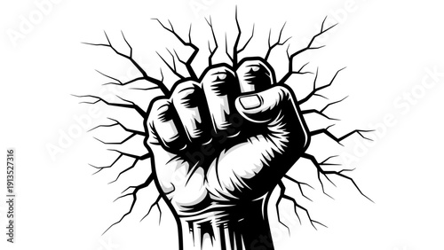 Fist Breaking Through Wall, Symbol of Strength, Rebellion, and Power