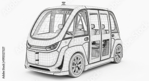 Futuristic Autonomous Vehicle Concept Sketch.