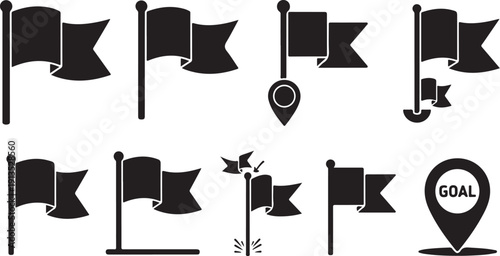 Flags and Goal Icons for Motivation and Direction Signs