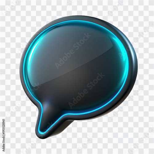 3D Chat Bubble Icon | Neon Message Communication Symbol