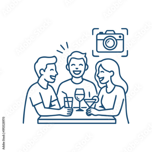 friends drinking line icon