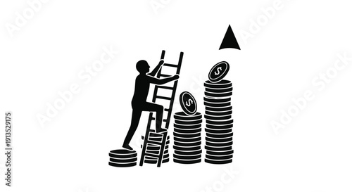 business man climbing up a ladder