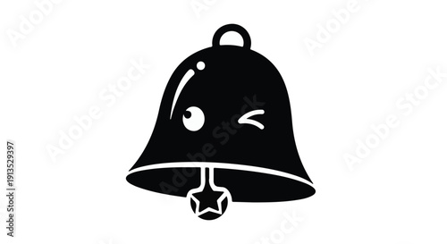 Whimsical bell icon with a playful wink and a twinkling star.