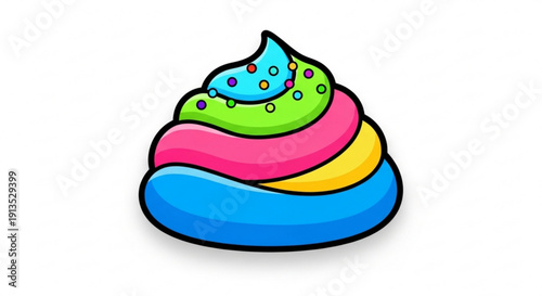 Colorful swirl of ice cream with sprinkles on top sweet treat concept dessert illustration
