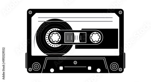 Retro Audio Cassette Tape Icon, Vintage Music Media Symbol