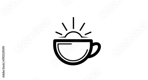 Sunrise Coffee Cup Icon - Morning Beverage and Energy Concept