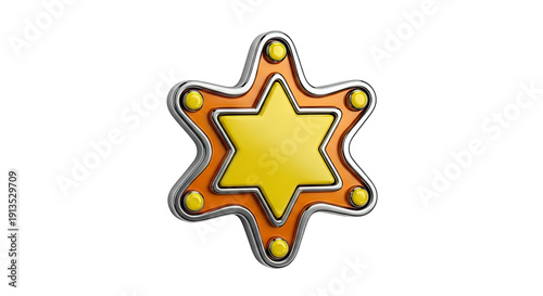 Six-Pointed Star Badge with Orange and Yellow Accents