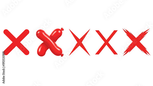 Abstract Red Cross Pattern with Bold Brushstrokes and Freeform Crosses across a Vivid Canvas.