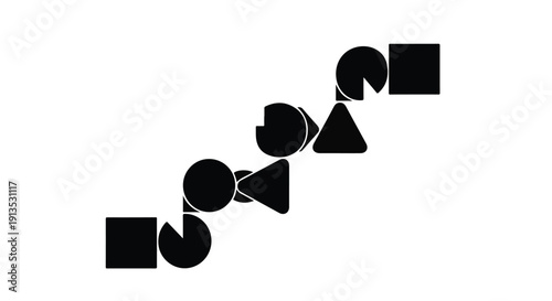 Abstract Composition of Dynamic Interlocking Geometric Shapes for Modern Design