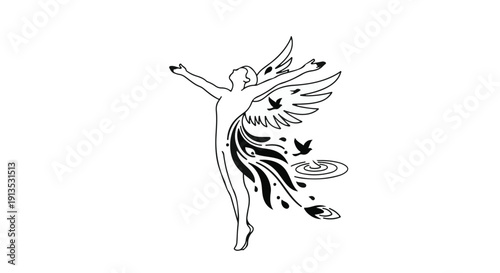 Empowered Spirit Rising Abstract Winged Human Transformation Symbol
