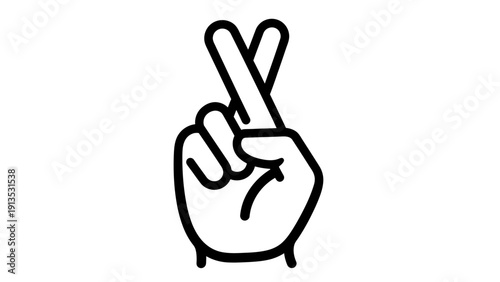 Illustration of a hand making a peace sign gesture with two fingers raised.