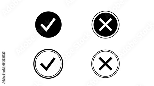 Icons of Check and Cross Circles for Approval and Denial UI.