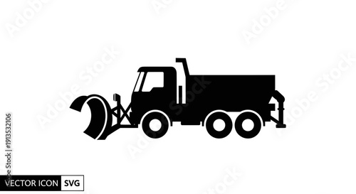 Snow Plow Truck Icon - Winter Road Maintenance Vehicle Silhouette