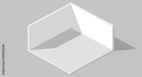 Abstract geometric shape with shadow on gray background.