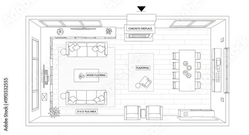 Architectural blueprint of a modern building interior layout.