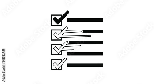 Checklist with ticked items, survey and task management concept