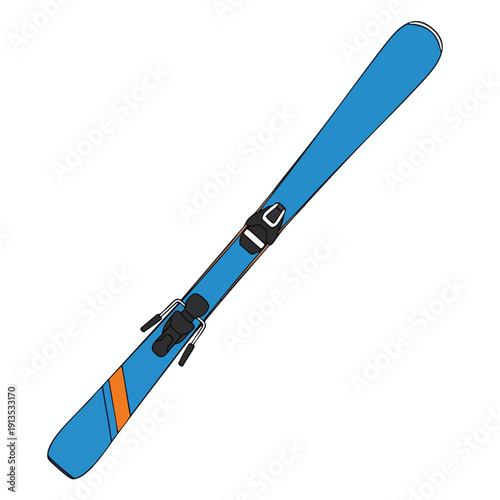 Blue Skis on White Background