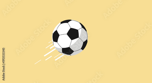 Soccer Ball in Motion on Bold Yellow Background