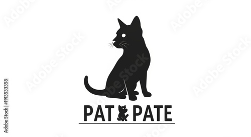 Black silhouette of a dog sitting with text below.