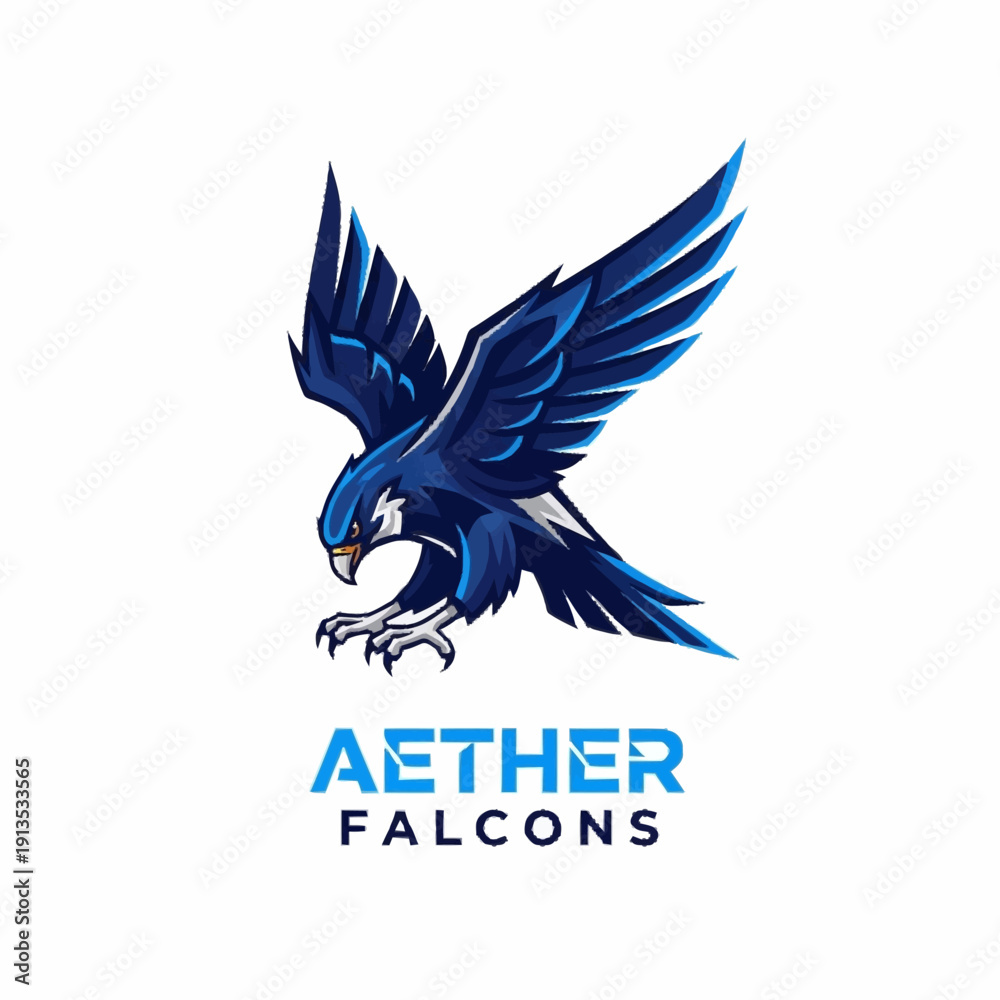 Fototapeta premium Blue Falcon Logo Design with Claw Out.