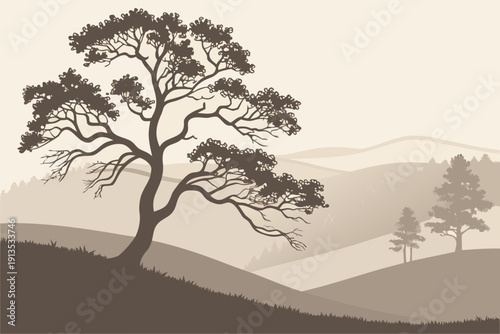Ultra Minimal Abstract Hills Landscape Vector
