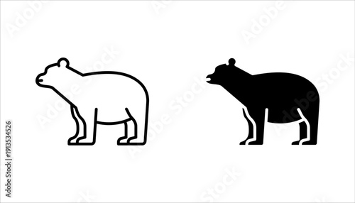 Bear icon set, polar bear symbol vector illustration on white background