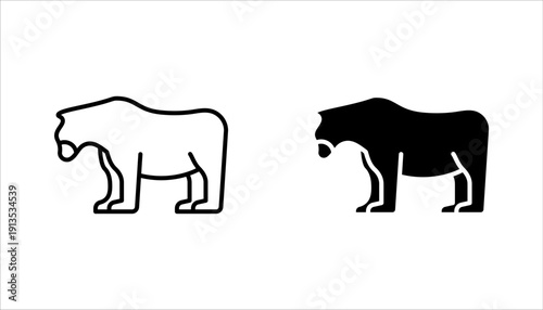 Bear icon set, polar bear symbol vector illustration on white background