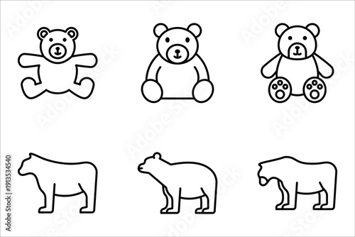 Bear icon set, polar bear symbol vector illustration on white background
