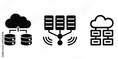 Cloud data network server icons for modern information technology systems