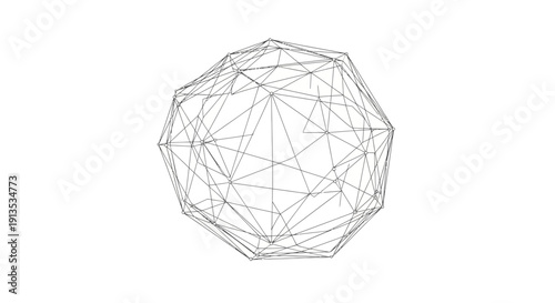 Abstract wireframe geometric polyhedron with interconnected nodes