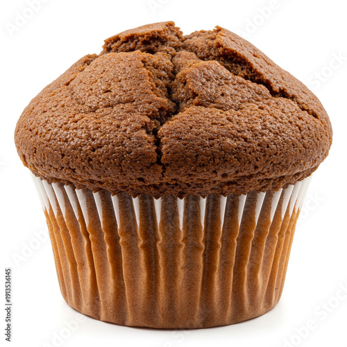 Rustic Imperfect Cupcake: Cracked Top and Coarse Texture Isolated on White. High Detail.