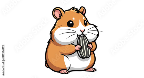 Cartoon Hamster Eating a Sunflower Seed Illustration