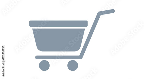A simple gray shopping cart icon representing online shopping and e-commerce.