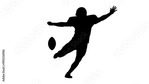 American Football Player Kicking Ball Silhouette Vector Illustration
