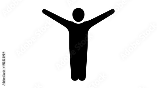 Man with arms raised in joy and triumph vector illustration