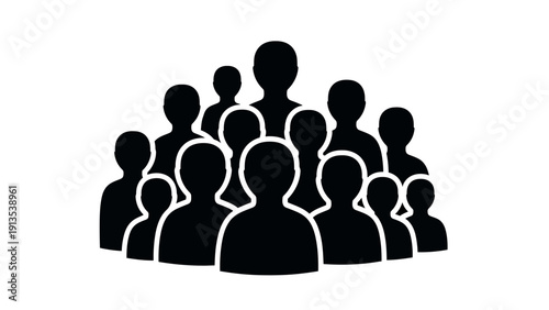 Group of people silhouettes in a team formation vector illustration