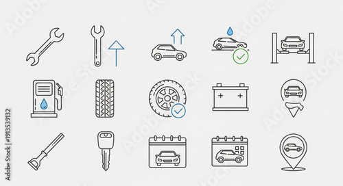 Car service and repair icons set.