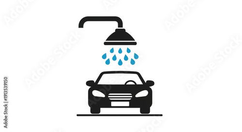 Car wash icon with water spraying on vehicle.