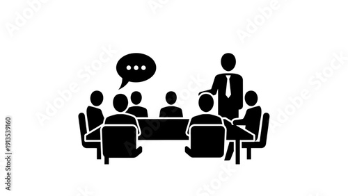 Business Meeting Presentation Flat Design Vector Illustration