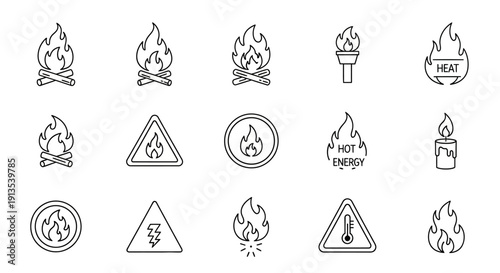 Collection of Fire and Flame Icons.
