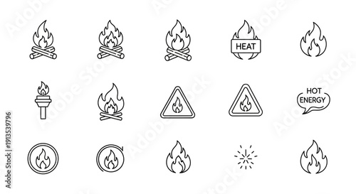 Collection of Fire and Heat Icons.