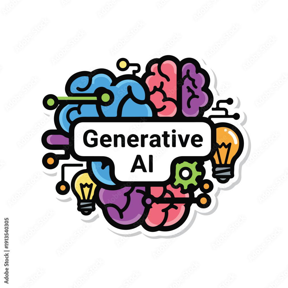 Fototapeta premium Colorful brain illustration with Generative AI text