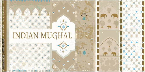 Indian mughal pattern a decorative seamless design with floral and animal motifs