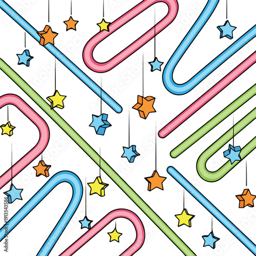 Colorful paperclips and stars