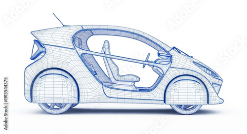 Futuristic Electric Car Concept Sketch Design.